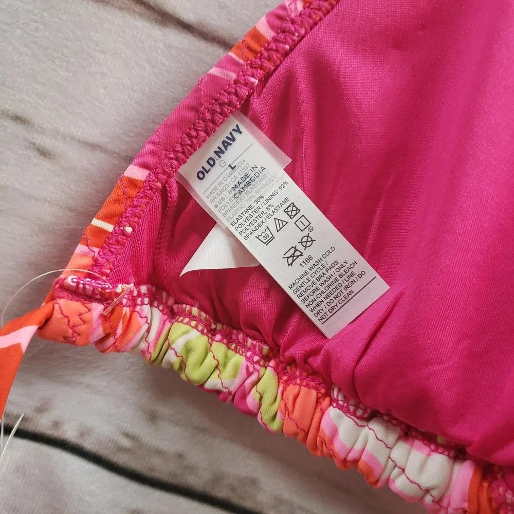 Old Navy Lg Floral Colors Beach Bikini Top swim NWT Halter Tie Closure